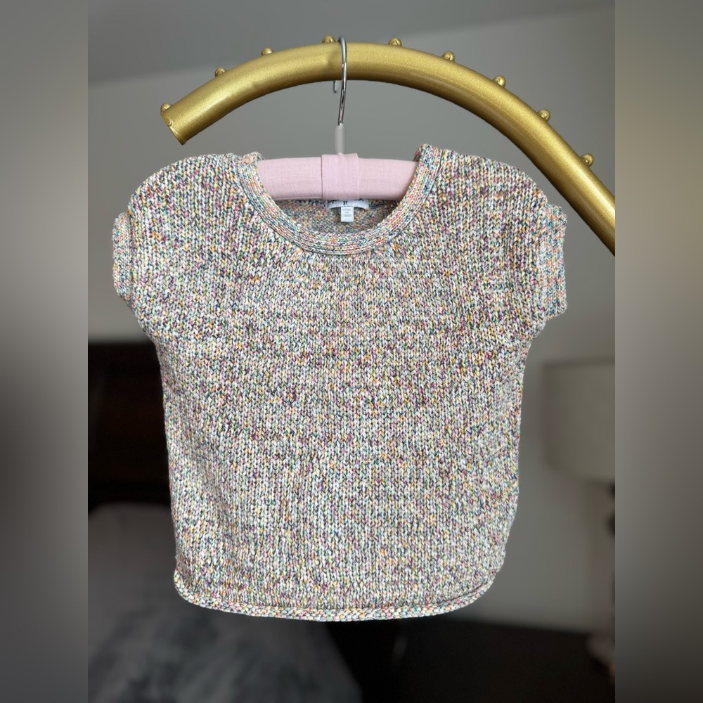 Splendid Girls Rainbow Knit Short Sleeve Sweater 3T Multicolor
